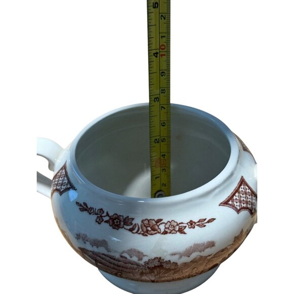 Alfred Meakin Fair Winds Pottery Sugar Bowl With Dual Handles & Scenic Pattern - Picture 8 of 10